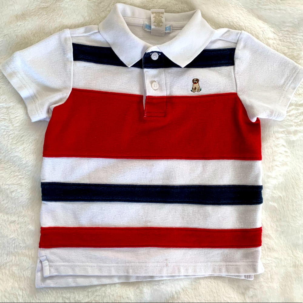 Janie & Jack Red White & Blue Striped Polo 18-24M